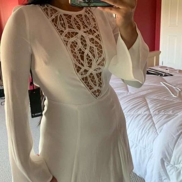 White Deep V Forever 21 Dress - Picture 2 of 5